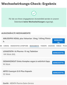Screenshot 2022 06 30 at 22 24 36 Ergebnis Wechselwirkungs Check Wechselwirkungen von Medikamenten ermitteln
